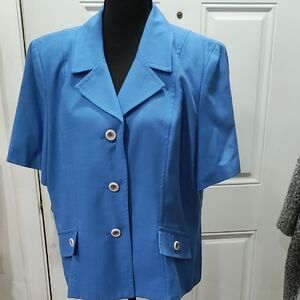 Elegant Blue Women's Short Sleeve Blazer